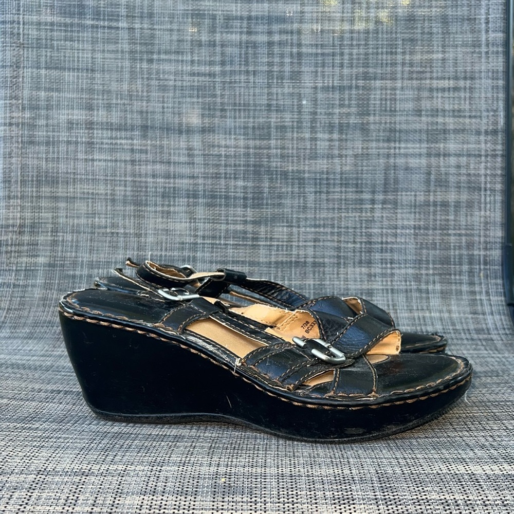BOC Born Concept black buckle wedges